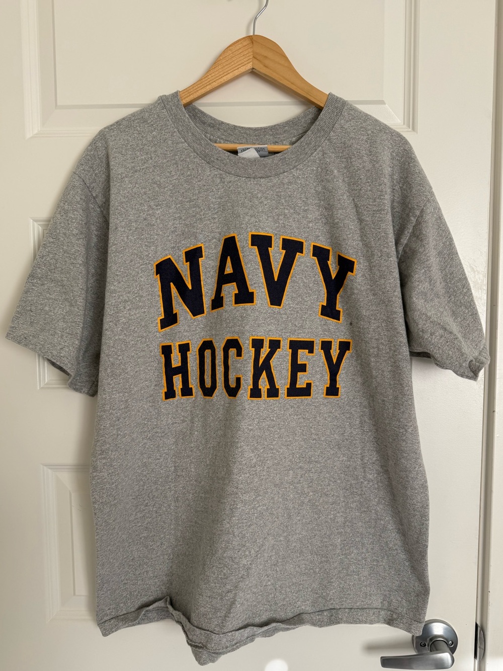Vintage Navy Hockey Shirt Mens XL Naval Academy Midshipman NCAA 90s Tee USA Gray